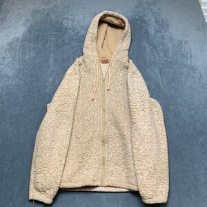Los Angeles Sherpa Jacket Womens S Beige Fleece Lined Drawstring Warm Full Zip